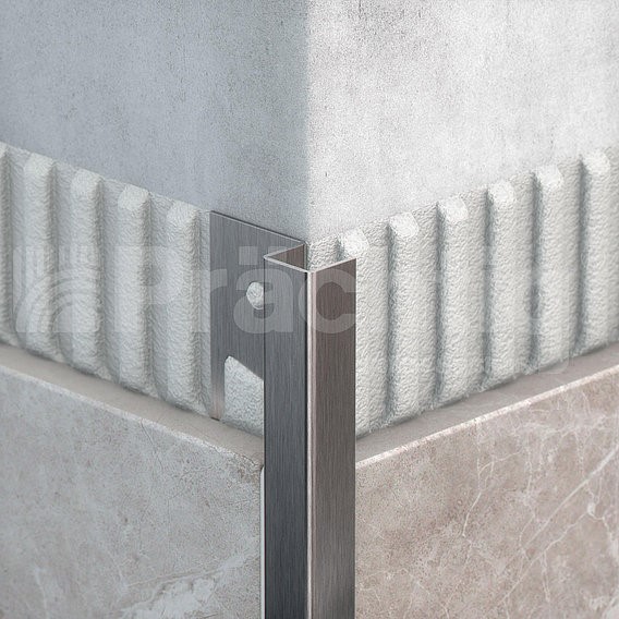 ZKU 08 S 2700 AiSi 304 P-образный профиль для плитки до 08 мм, шлифов сталь AiSi 304, длина 2700 мм