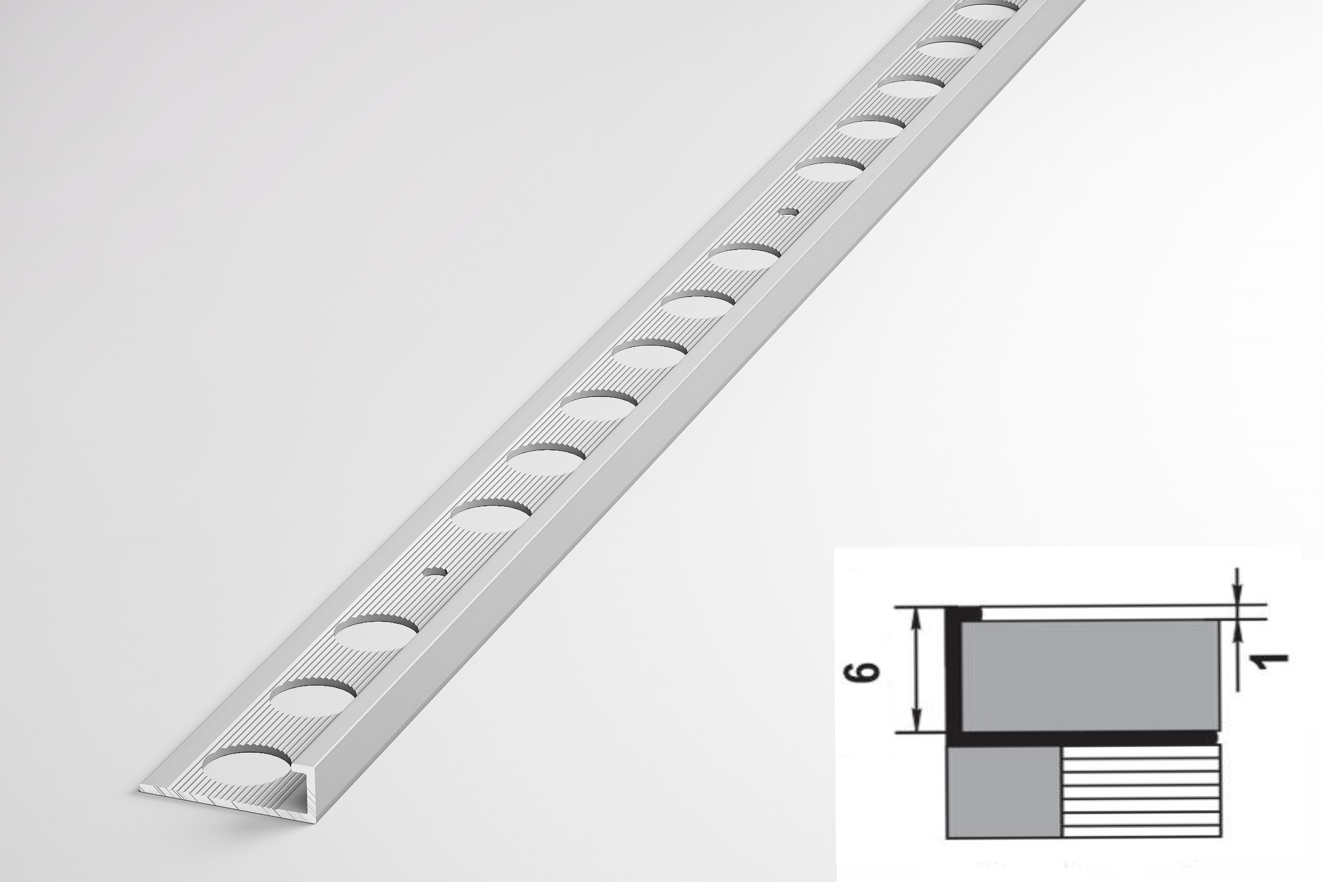 ПК 01-6.2700.16 L-профиль для плитки до 6 мм, алюминий окрашенный, цвет белый, длина 2700 мм