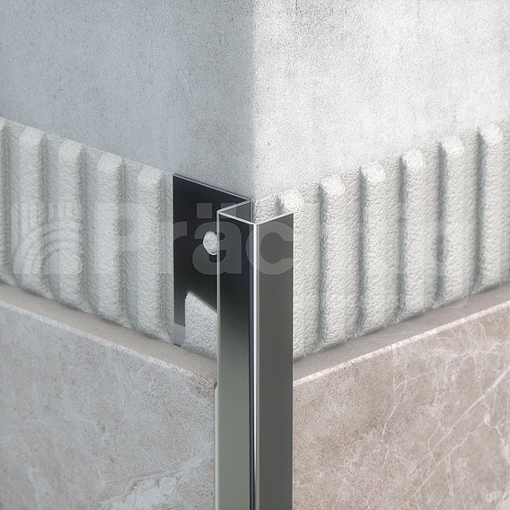 ZKU 12 P 2700 AiSi 304 P-образный профиль для плитки до 12 мм, полиров сталь AiSi 304, длина 2700 мм