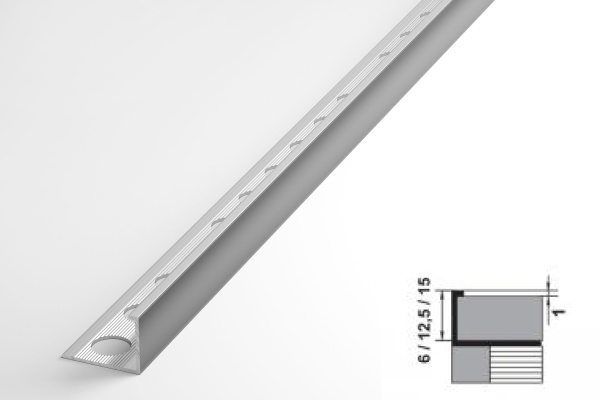 ПК 01-15.2700.16 L-профиль для плитки до 15 мм, алюминий окрашенный, цвет белый, длина 2700 мм