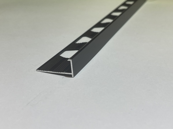 ПО-202 Г-профиль под плитку H= 8 мм, алюминий матовый, цвет чёрный матовый, длина 2700 мм