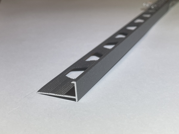 ПО-203 Г-профиль под плитку H= 12 мм, алюминий матовый, цвет серый муар, длина 2700 мм