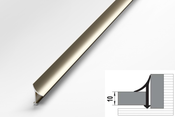 ПК 06-1.2700.042л Профиль для любой пликти (внутр угол), алюминий анод, цвет шампань, длина 2700 мм