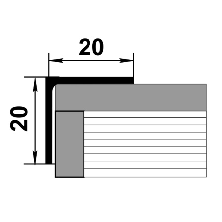Уп 06-27.2700.558 Профиль уголок 20х20 мм, алюминий окрашенный, цвет бетон сильвер, длина 2700 мм