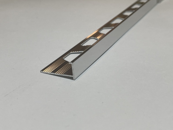 ПО-203 Г-профиль под плитку H= 12 мм, алюминий блестящий, цвет серебро глянец, длина 2700 мм