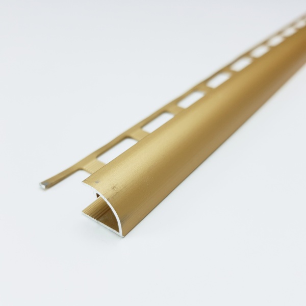 ПК 03-7.2700.02л Профиль 1/4 круга для плитки до 7 мм, алюминий анодиров, цвет золото, длина 2700 мм